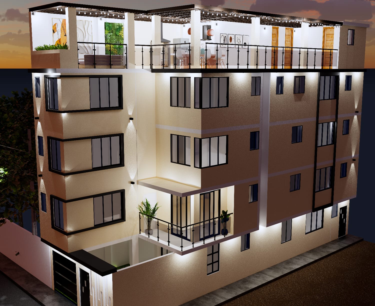 Fachada multifamiliar contemporánea del Proyecto Mijael