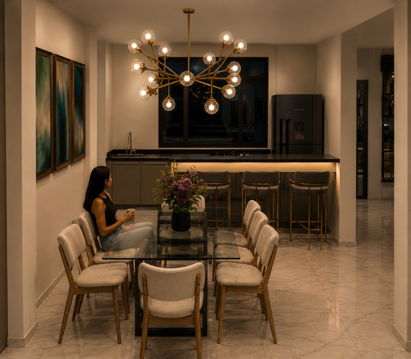 Ambiente interior modelado del recorrido virtual
